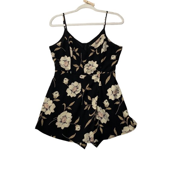 Lulus Magical Meadow Black Floral Print Mini Skort Dress Romper Small Boho Chic - Picture 2 of 10